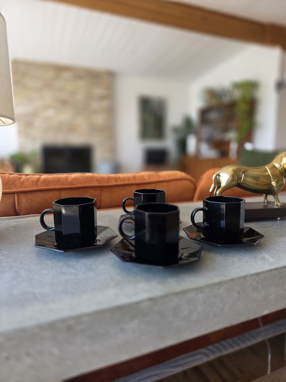 Arcoroc Black Tea Cup and Saucer Set